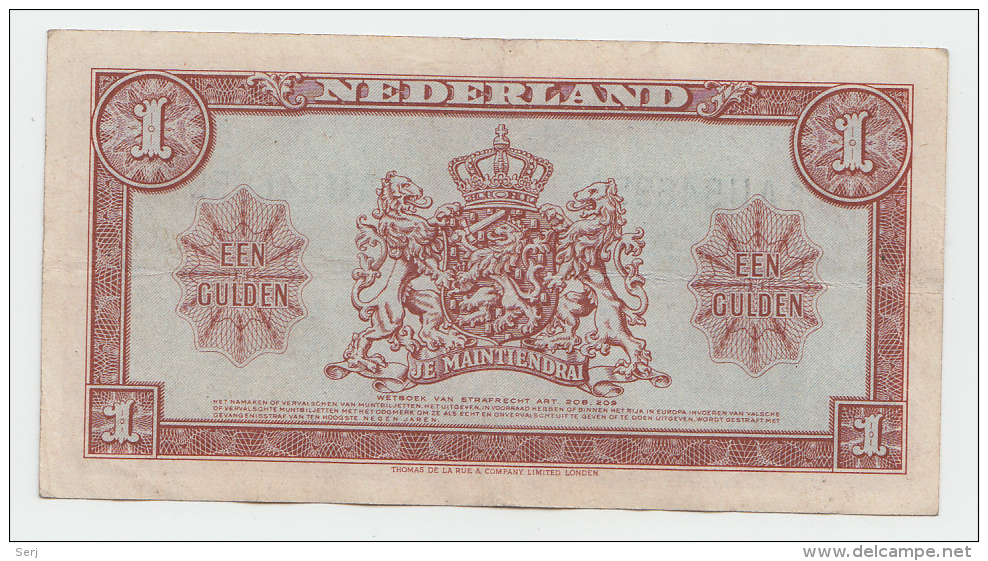 Netherlands 1 Gulden 1945 VF+ P 70 - 1 Gulde