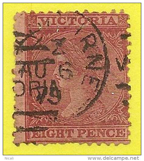 VICTORIA 1877 QV 8d Brown/pink P 12.5 SG 194 U #JX - Used Stamps