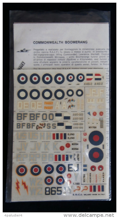 Décalcomanies Decal Set E.S.C.I. AVIATION COMMONWEALTH BOOMERANG 1970/80 WW2 Guerre 39-45 - Aerei E Elicotteri