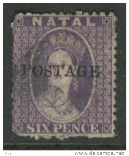 NATAL 1869 6d Lilac QV SG29 U DR24 - Natal (1857-1909)