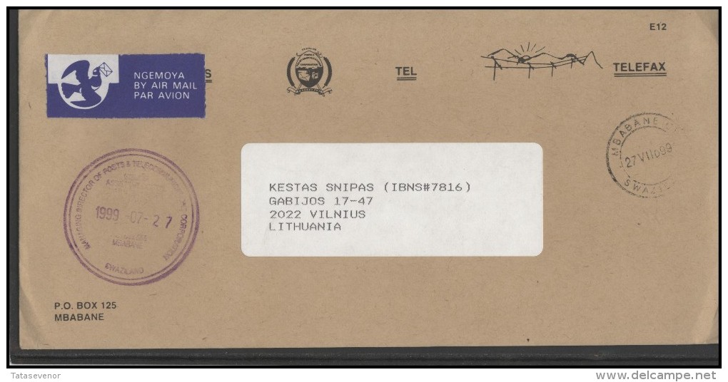 SWAZILAND Brief Postal History Envelope Air Mail SZ 001 Special Delivery - Swaziland (1968-...)