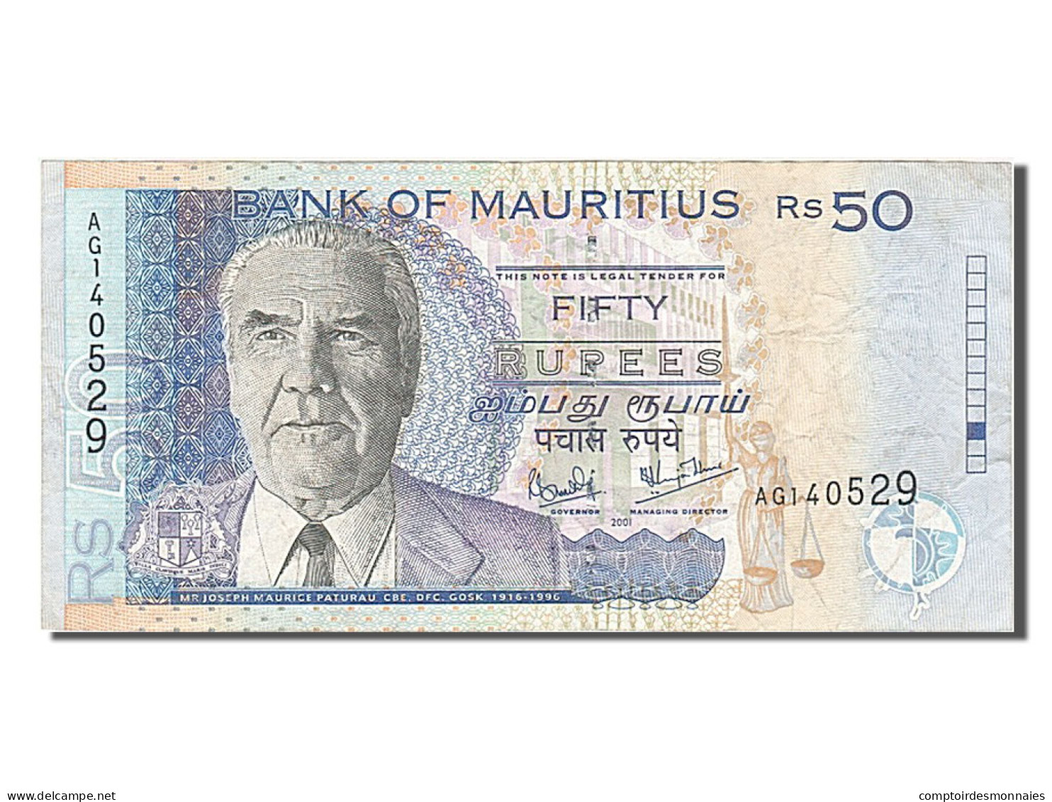 Billet, Mauritius, 50 Rupees, 2001, TTB - Mauritius