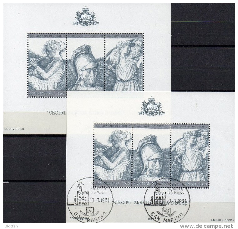 Kultur Dichter Vergil 1981 San Marino Block 8 **/ O 9€ Literatur Hirten-Lieder Bloque Hoja M/s Famous Men Bloc Sheet Art - Usati