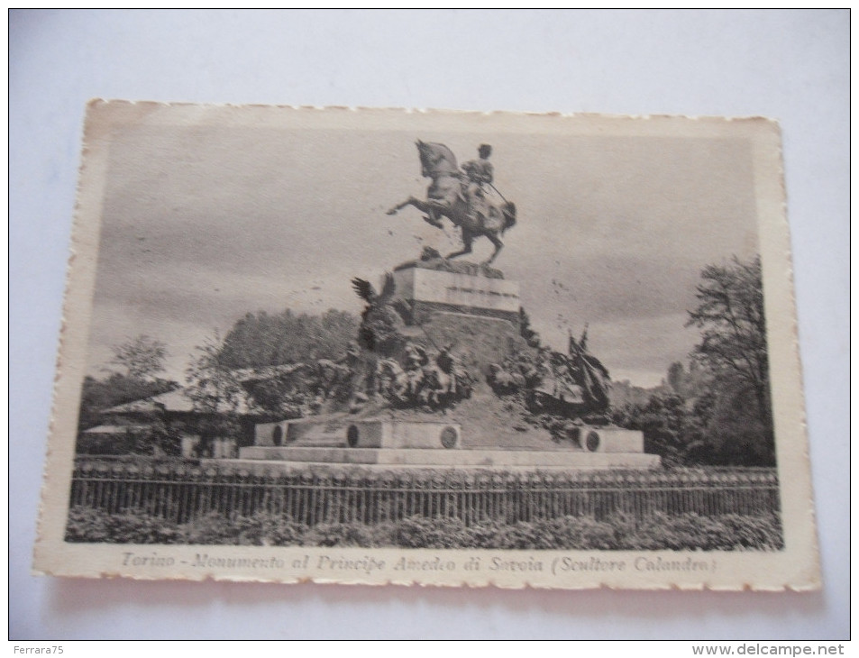 CARTOLINA TORINO MONUMENTO AL PRINCIPE AMEDEO DI SAVOIA  PRIMI 900  VIAGGIATA - Autres Monuments, édifices