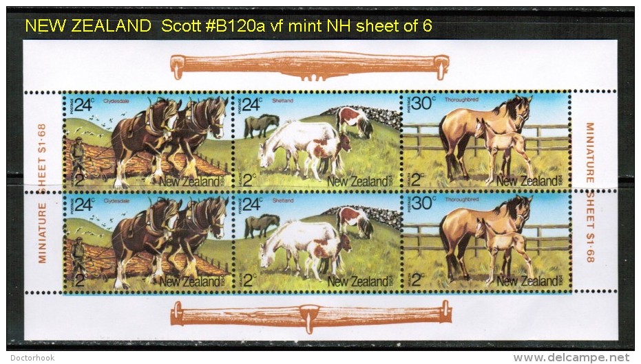 NEW ZEALAND   Scott  # B 120a*  VF MINT NH SHEET Of 6 - Ungebraucht