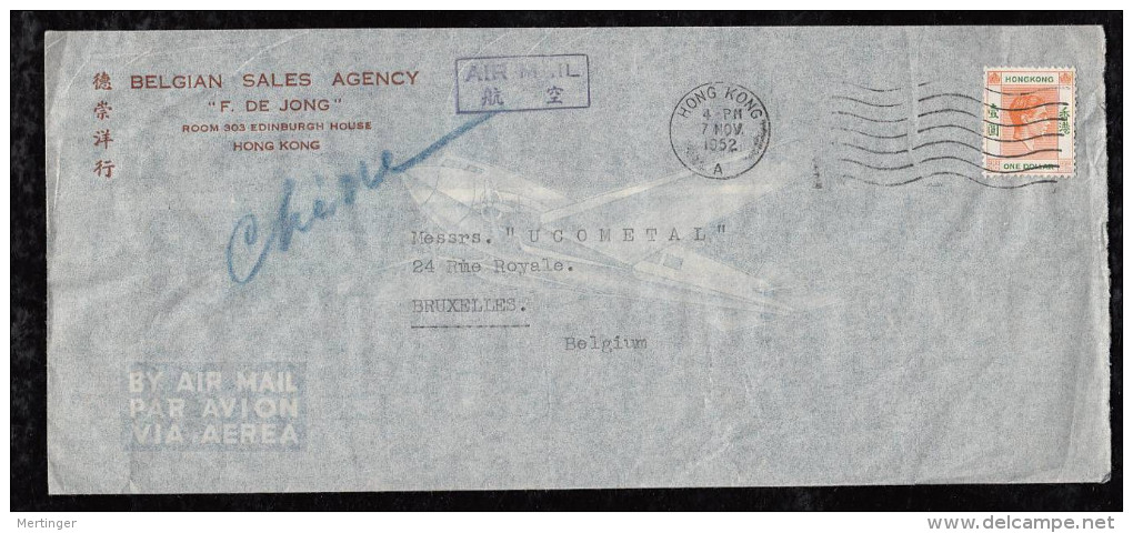 China Hong Kong 1952 AIRMAIL Cover To Belgium - Covers & Documents