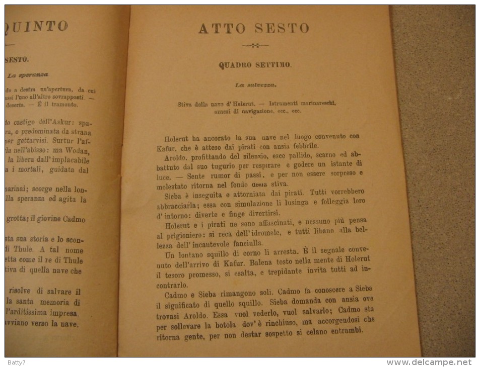 LIBRETTO D´OPERA SIEBA - LA SPADA DI WODAN  DI L. MANZOTTI - EDIZIONI RICORDI - Teatro