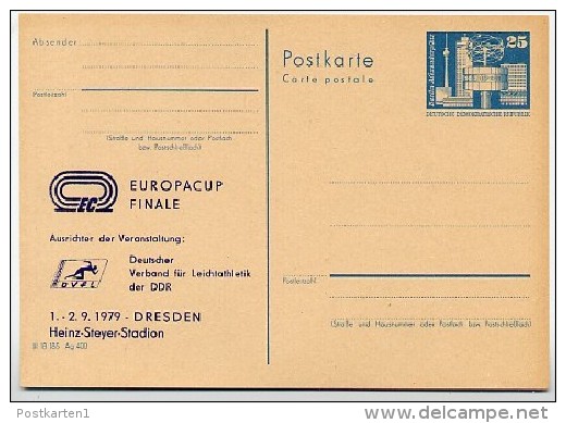 DDR P80-9-79 C17 Postkarte PRIVATER ZUDRUCK Europa-Cup Finale Dresden 1979 - Cartes Postales Privées - Neuves