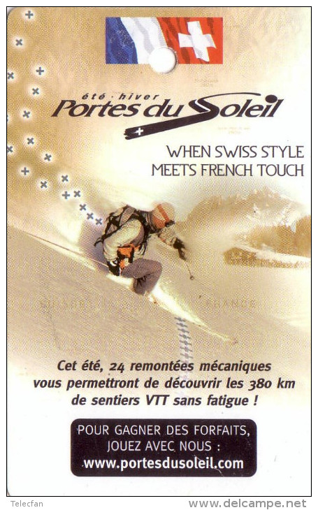 FRANCE CARTE REMONTEE PASS SKI LES GETS VIERGE  PORTES DU SOLEIL UT CARTE NON TELEPHONIQUE - Montagne