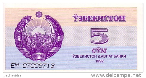 OUZBEKISTAN   5  Som   Daté De 1992    Pick 63       ***** BILLET  NEUF ***** - Uzbekistán