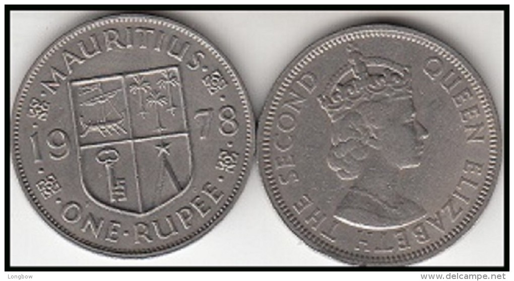 MAURITIUS 1 RUPEE 1978  Queen Elizabeth II - KM#35.1 - Used - Mauritius