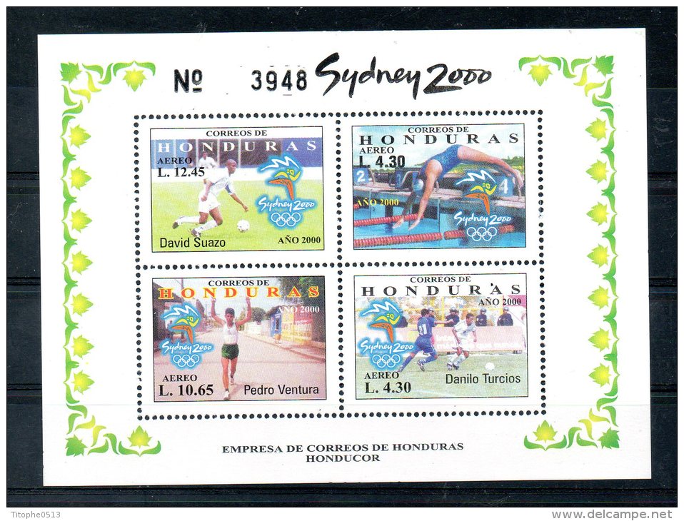 HONDURAS. BF 63 De 2000 (neuf Sans Charnière/MNH). J.O. De Sydney/Natation/Football/Athlétisme. - Verano 2000: Sydney