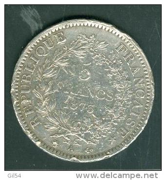 Argent Silver Pièce  5 Fr Hercule 1873 A  - Pic2702 - Altri & Non Classificati