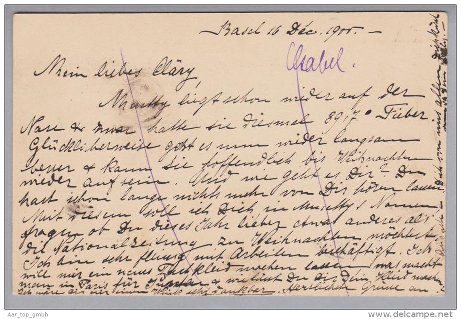Heimat Rasierklingen-O Basel #2.01 1900-12-16 Auf UPU-GS 10Rp. Nach Paris - Lettres & Documents