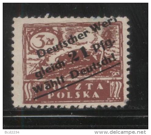 POLAND 1920s GERMAN PROPAGANDA FORGERY FOR SILESIA 21PFG/3M BROWN NO GUM - Used Stamps