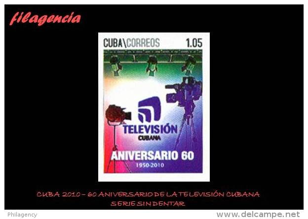 PIEZAS. CUBA MINT. 2010-40 60 ANIVERSARIO DE LA TELEVISIÓN CUBANA. SERIE SIN DENTAR - Sin Dentar, Pruebas De Impresión Y Variedades