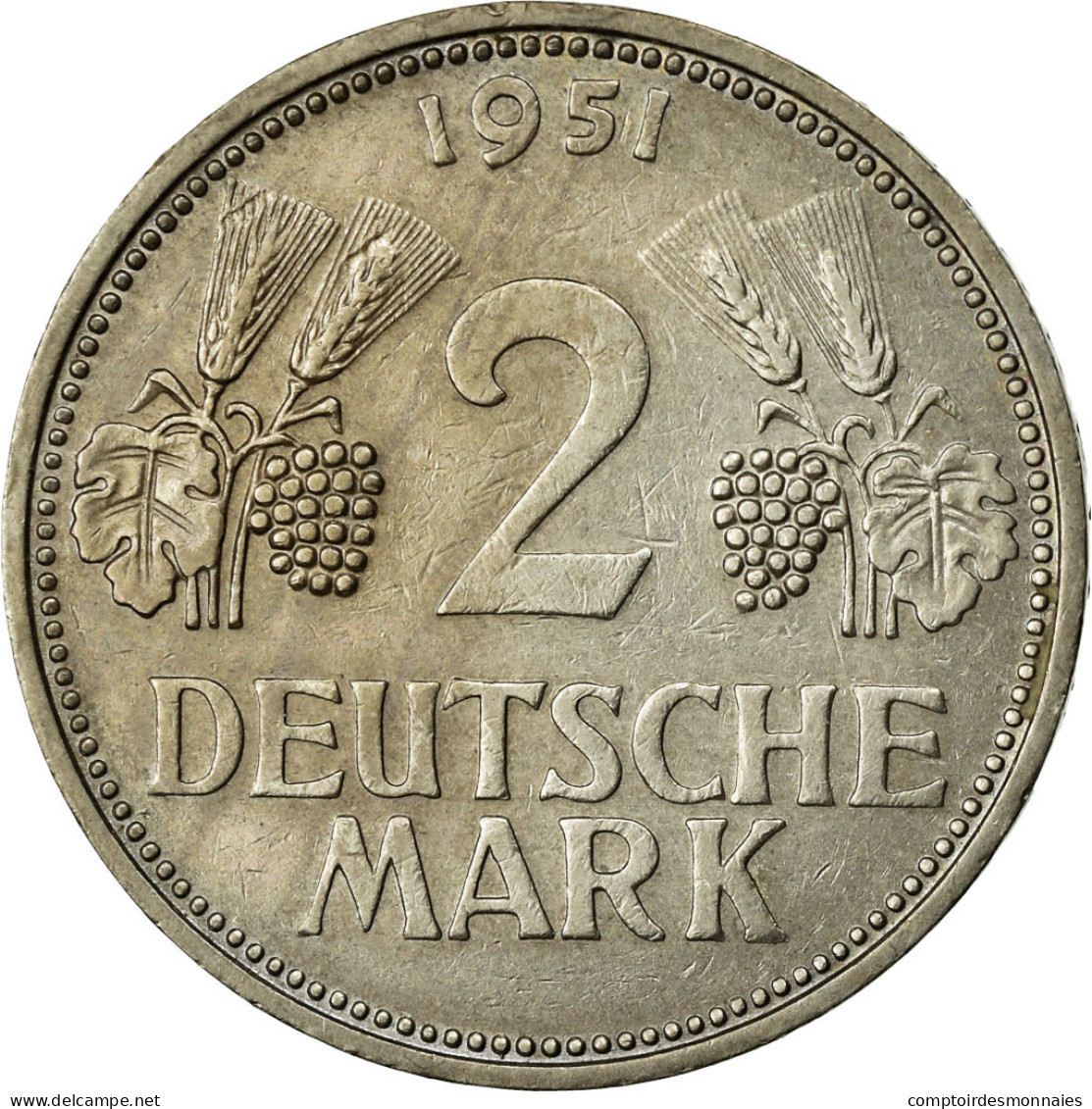 Monnaie, République Fédérale Allemande, 2 Mark, 1951, Munich, TTB - 2 Marcos