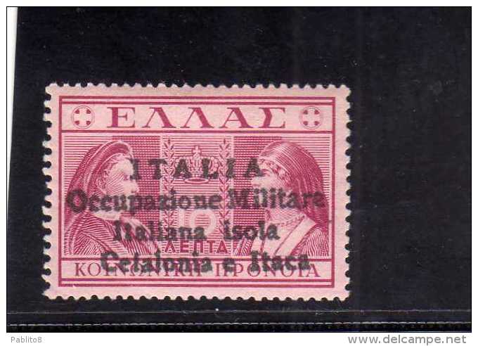 OCCUPAZIONE ITALIANA CEFALONIA E ITACA 1941 PREVIDENZA SOCIALE DEL 1939 SOPRASTAMPATO OVERPRINTED 10 LEPTA MNH SIGNED - Cefalonia & Itaca