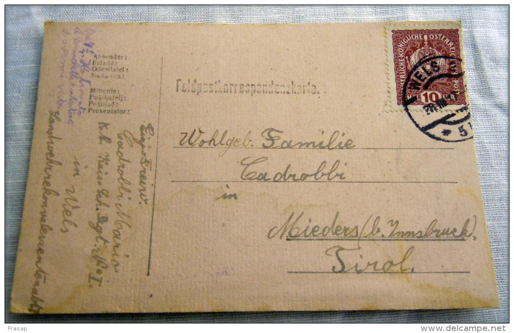 Franchigia Feldpost Feldpostkorrespondenzkart E Feldpostkarte KUK WELS 5 A   WWI - Austrian Occupation