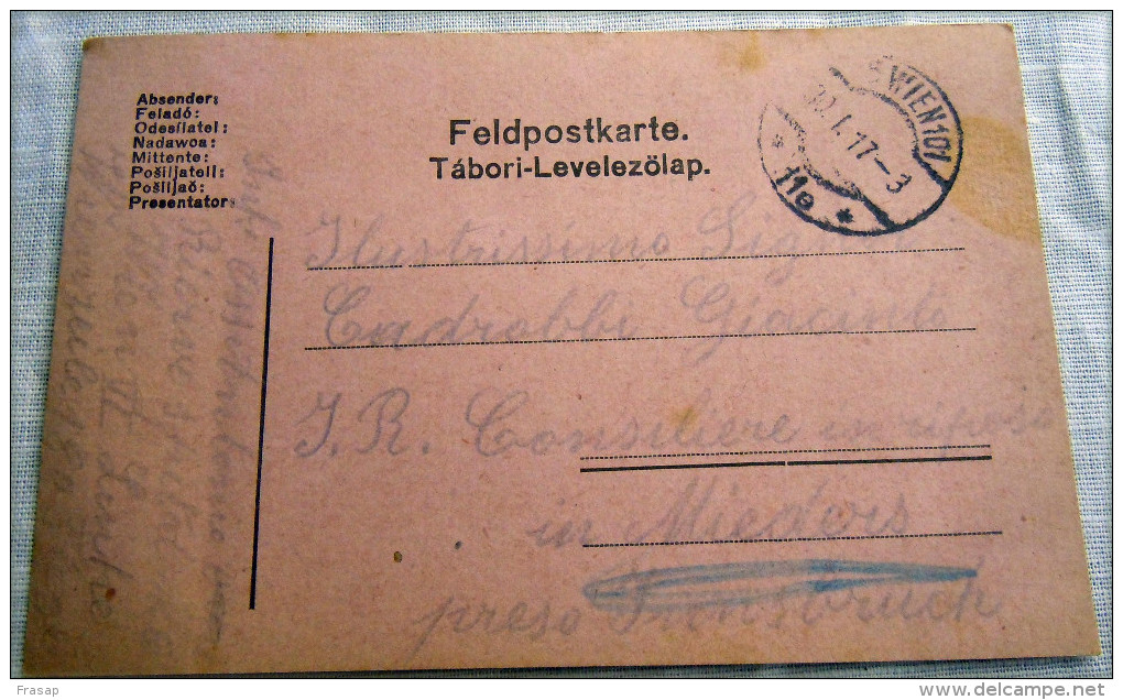 Franchigia Feldpost Feldpostkorrespondenzkart E Feldpostkarte KUK  WIEN 101C   WWI 1917 - Austrian Occupation