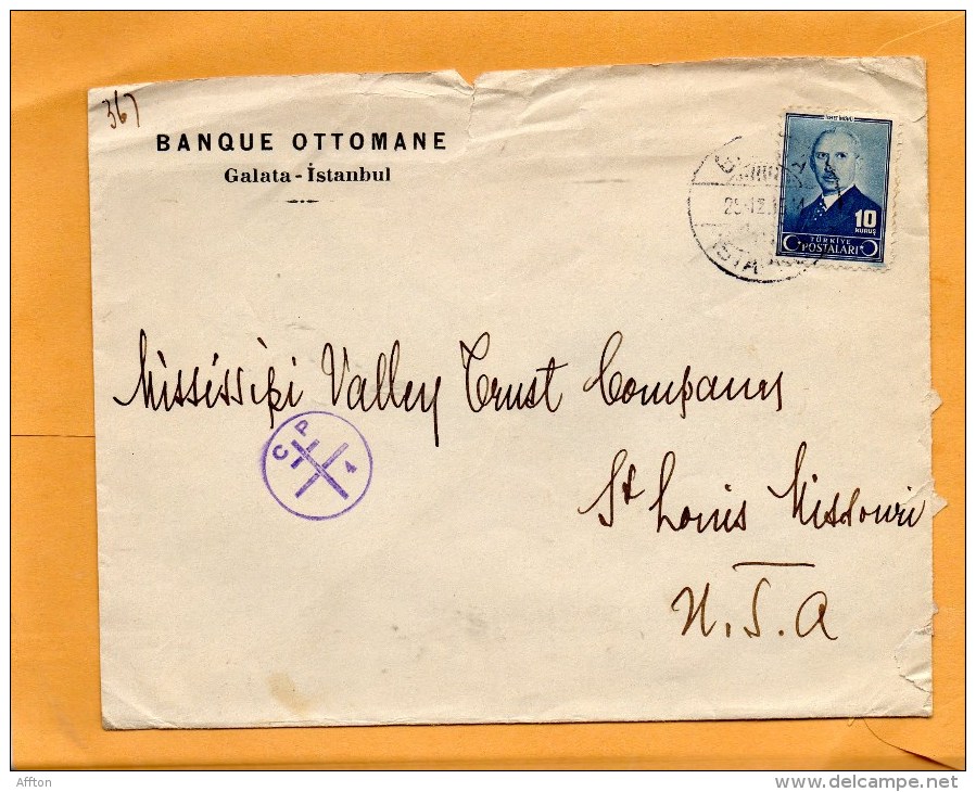 Turkey 1944 Cover Mailed To USA - Covers & Documents