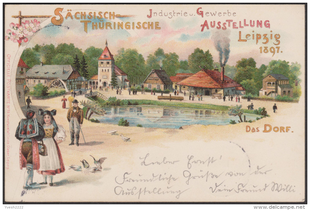 Allemagne 1897. Entier Postal TSC. Leipzig, Sächsisch-Thüringische Industrie Und Gewerbe Ausstellung, Moineaux, Moulin - Moineaux