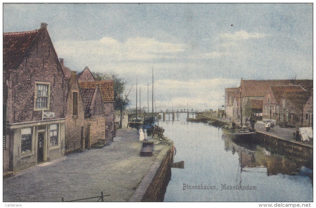 Cpa,1912,hollande Du Nord,BINNENHAVEN,MONNIKEN DAM,near Waterland,rare - Andere & Zonder Classificatie