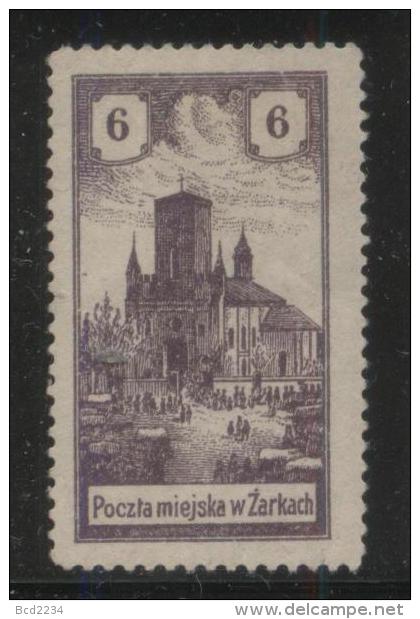 POLAND 1918 ZARKI LOCAL PROVISIONALS 3RD SERIES 6H BROWN-VIOLET PERF FORGERY NG - Ungebraucht