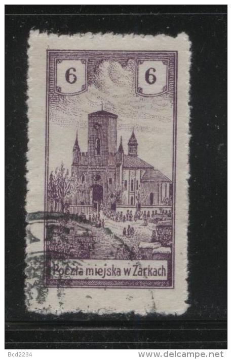 POLAND 1918 ZARKI LOCAL PROVISIONALS 3RD SERIES 6H BROWN-VIOLET PERF FORGERY USED - Ungebraucht