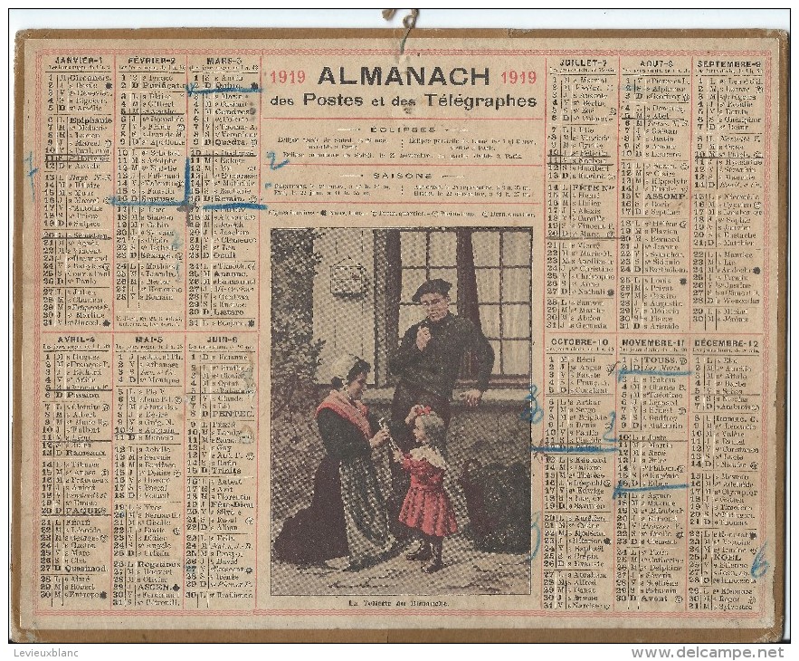 Format 21 X 26,7 Cm/ Almanach Des P Et T/La Toilette Du Dimanche /Eure/ 1919    CAL142 - Grand Format : 1901-20