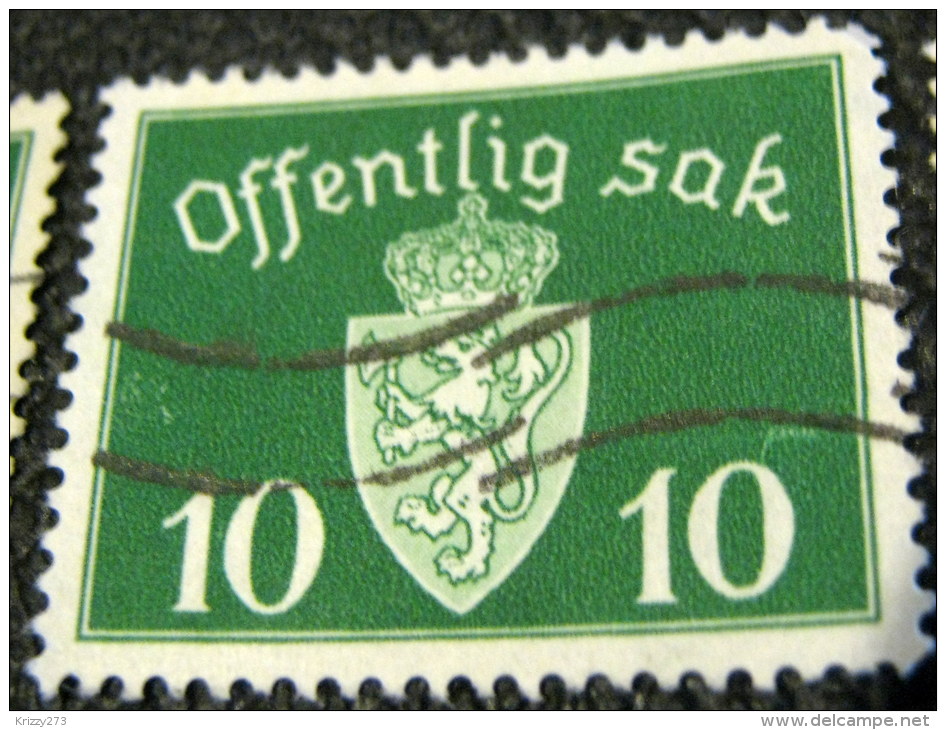 Norway 1937 Official Stamp 10 Ore - Used - Dienstmarken