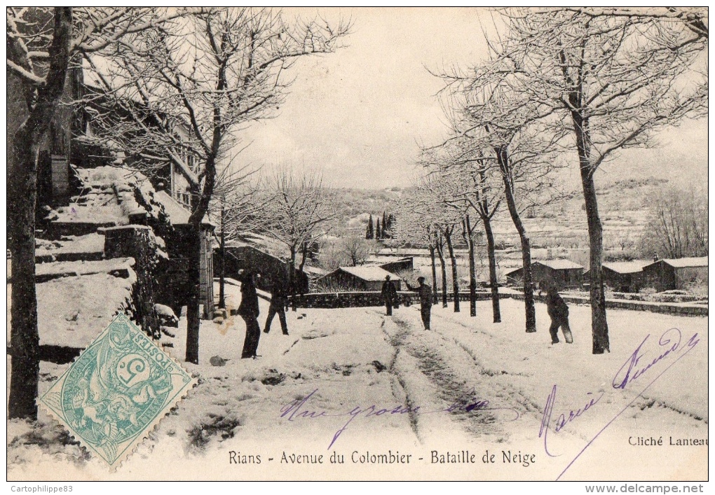 VAR 83 RIANS AV DU COLOMBIER  BATAILLE DE NEIGE - Rians