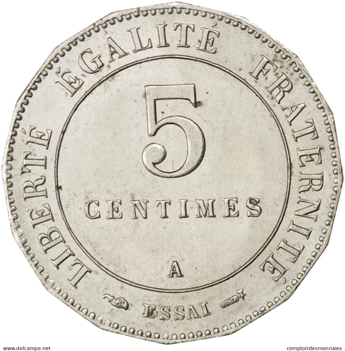 Monnaie, France, 5 Centimes, 1887, Paris, SPL, Maillechort, Gadoury:13.4 - Probedrucke