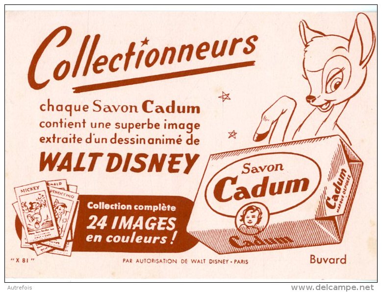 BUVARD  -  SAVON CADUM  -  WALT DISNEY  -  DIM / 16 X 13 CM - S