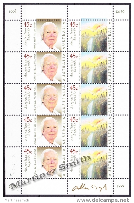 Australie - Australia 1999 Yvert 1724-25, Australian Celebrity, Paintor Arthur Boyd - Sheetlet - MNH - Feuilles, Planches  Et Multiples