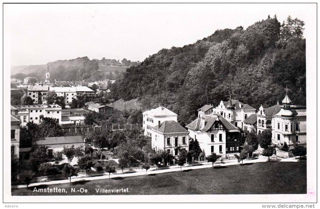 AMSTETTEN Villenviertel, Fotokarte 1934 Gel., Verlag P.Ledermann Wien - Amstetten