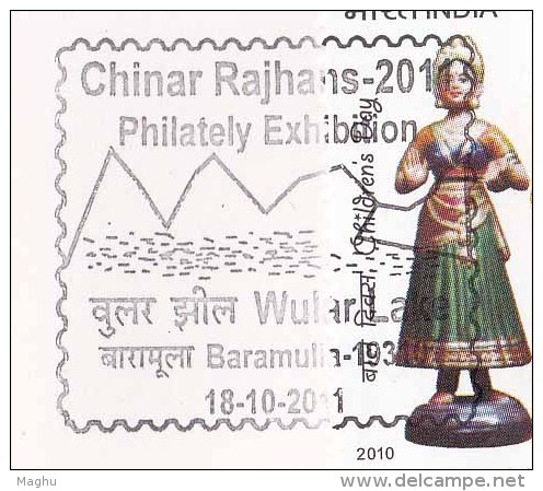 Special Cover, Chinar Philately Exhibition 2011,  Fresh Water Wular Lake, Tourism,  Water Sports, Boating , Ski,  India - Covers & Documents