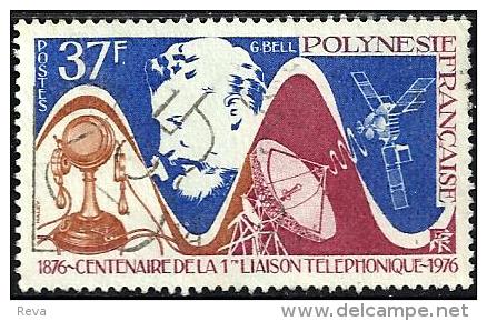 POLYNESIE FRANCAISE 100 YEARS OF TELEPHONE SATELLITE 37 FR STAMP ISSUED 1976 SG225 USED READ DESCRIPTION !! - Usados