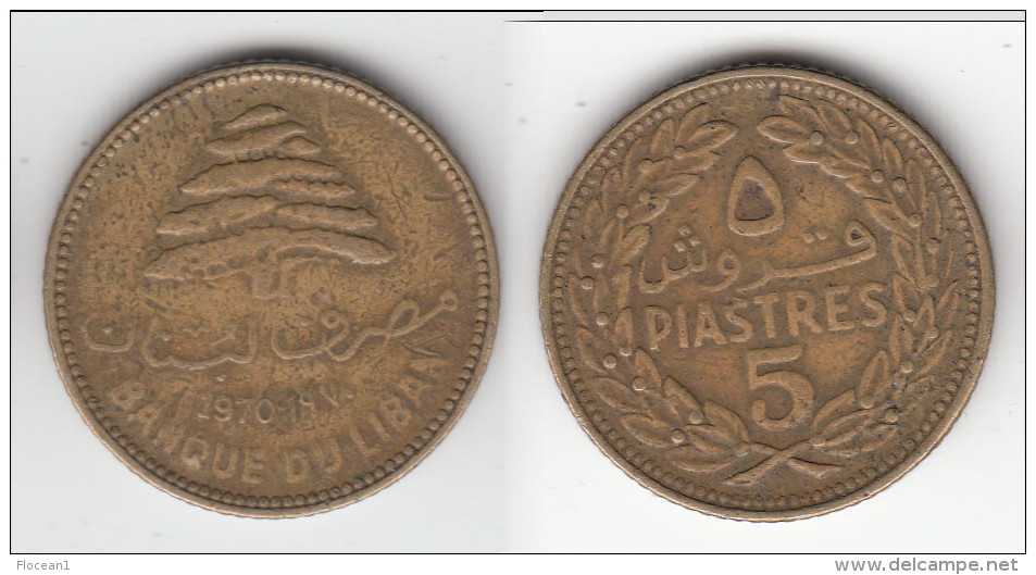 **** LIBAN - LEBANON - 5 PIASTRES 1970 **** EN ACHAT IMMEDIAT !!! - Liban