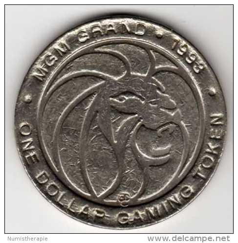 $1 Gaming Token : Jeton Casino Slot Machine : MGM Grand KING LOOEY : Las Vegas 1993 - Casino