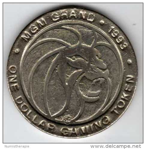 $1 Gaming Token : Jeton Casino Slot Machine : MGM Grand LOOEY, JR : Las Vegas 1993 - Casino