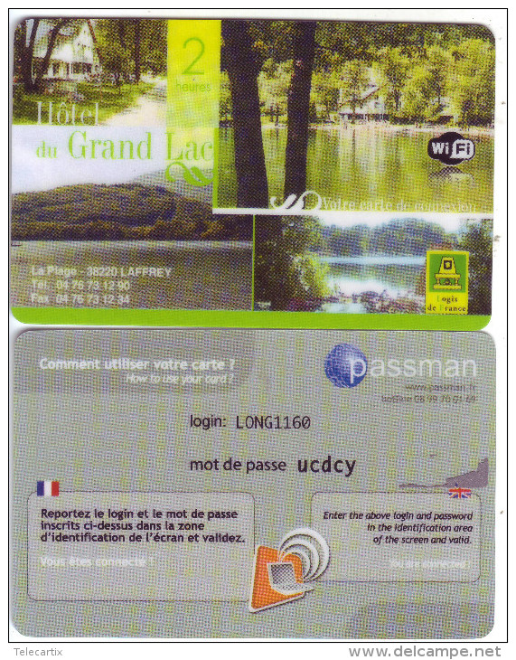 **RRR Carte Passman.fr Accès WIFI "Hôtel Du GRAND LAC LAFFREY Utilisée TOP LUXE ***** - Sonstige & Ohne Zuordnung