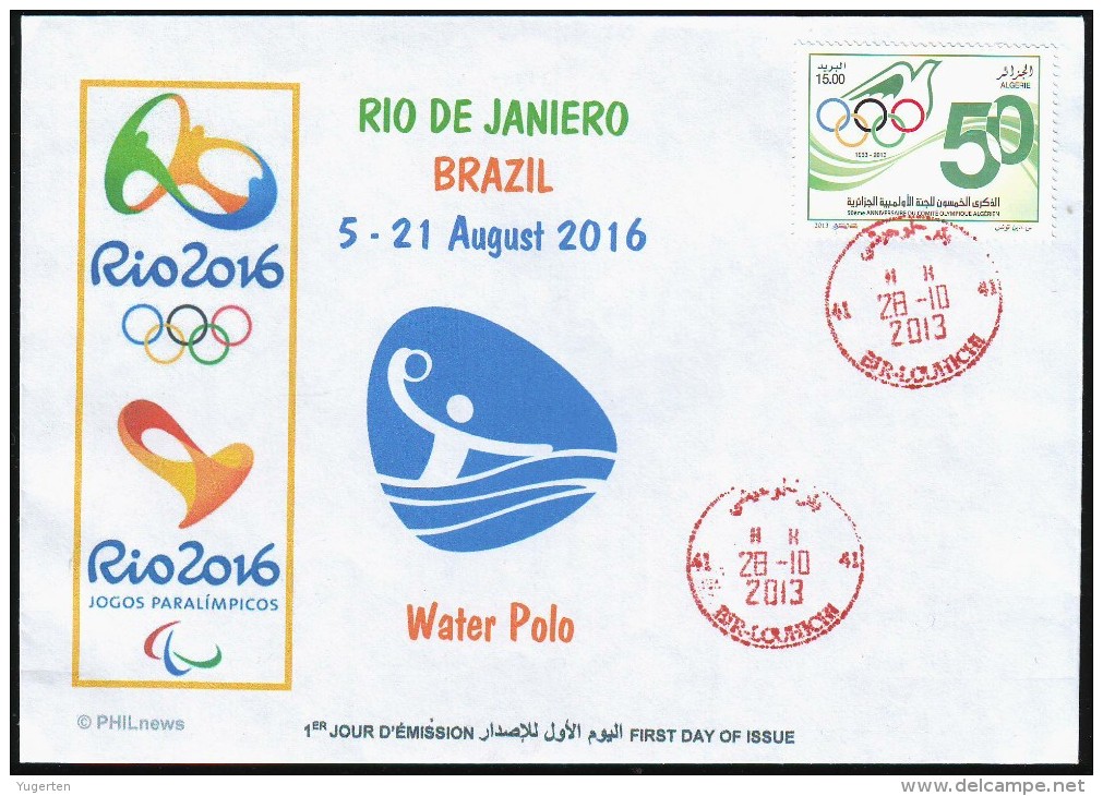 ARGELIA FDC JO Rio 2016 N° 39/41 Olympic Olympics Water Polo Polo Aquático Wasserball - Zomer 2016: Rio De Janeiro