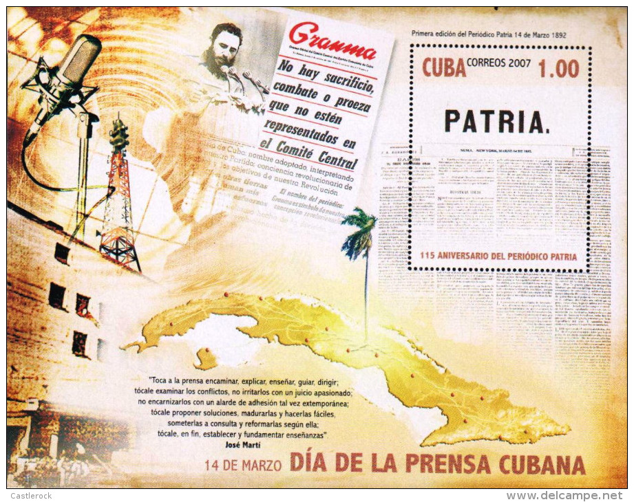 G)2007 CARIBE, ANTENNA-MICROPHONE-MAP-PA LM TREE, PRESS DAY, S/S, MNH - Gebruikt