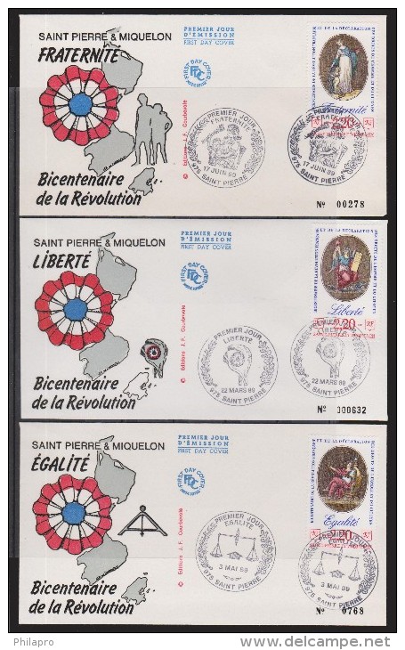 ST. PIERRE MIQUELON  FDC  BICENTENAIRE REVOLUTION FRANCAISE  Réf  6469 - Revolución Francesa