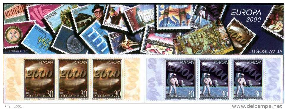 Yugoslavia 2000 Europa CEPT, Millennium, Space, Booklet Type A With 3 Sets In The Row MNH - 2000