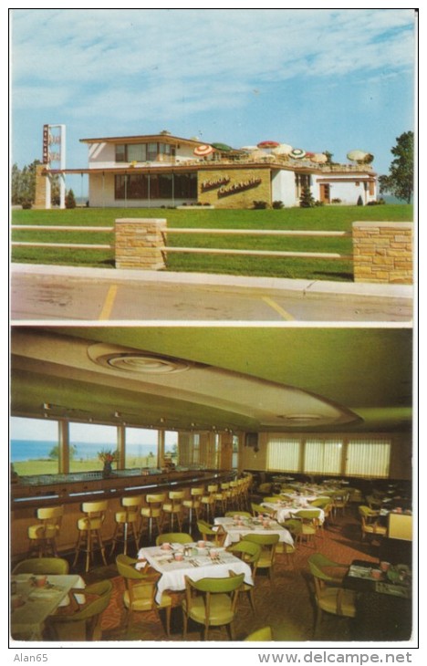 Kenosha Wisconsin, Higgins Hobnob Restaurant Interior &amp; Exterior Views, C1960s Vintage Postcard - Kenosha