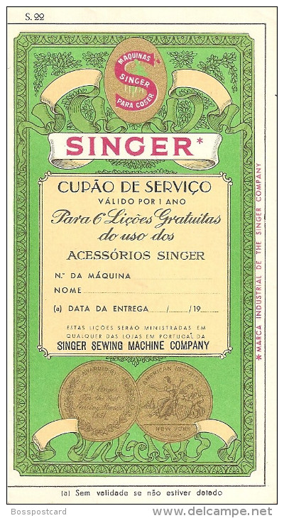 Lisboa - Cartao Singer Sewing Machine Company. Publicidade. - Portugal