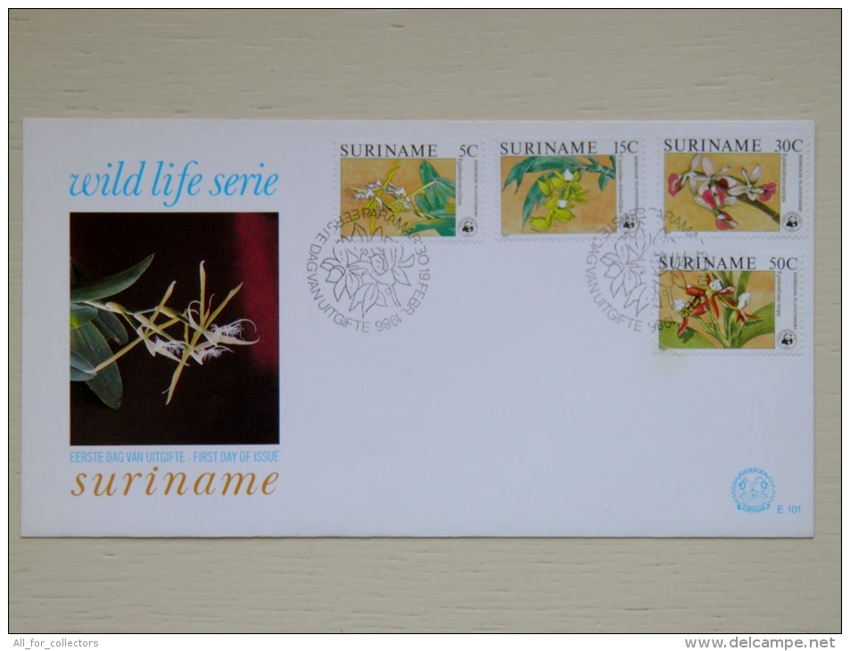 Covers Special Cancel FDC From Suriname Animals Fauna Flowers 1986 Wwf Panda - FDC