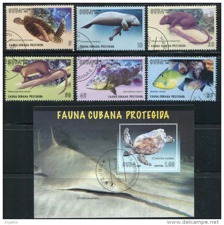 Cuba 2007 - Fauna - Comp. Set Of 6 Stamps & 1 Block - Gebruikt